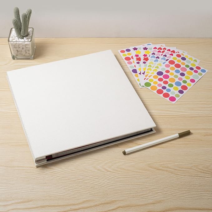 Large Photo Album Self Adhesive for 4x6 8x10 Magnetic Scrapbook Album DIY 60 Black Sticky Pages Linen Cover Photo Album(White) - Image 6