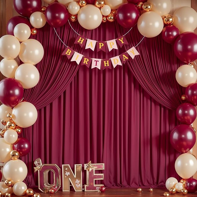 Burgundy Backdrop Curtain 10 Panels-Wrinkle-Free Burgundy Curtains Polyester Photography Drapes for Baby Shower Birthday Party Photo Background Backdrop Stand- 40 X10FT - Image 7