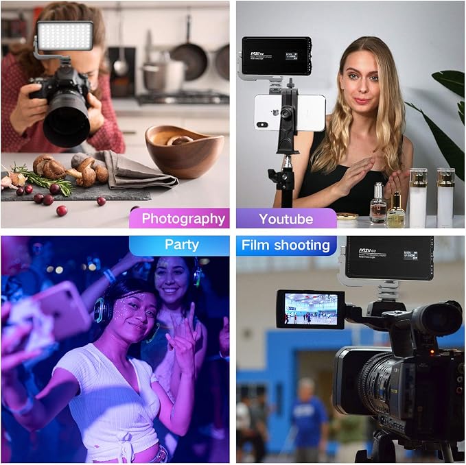G2 Pocket RGB Camera Light,Built-in 7200mAh Rechargeable Battery 360°Full Color Gamut 9 Light Effects,2600-10000K LED Video Light Panel with Aluminum Alloy Body, Adjustable Tripod Stand - Image 6