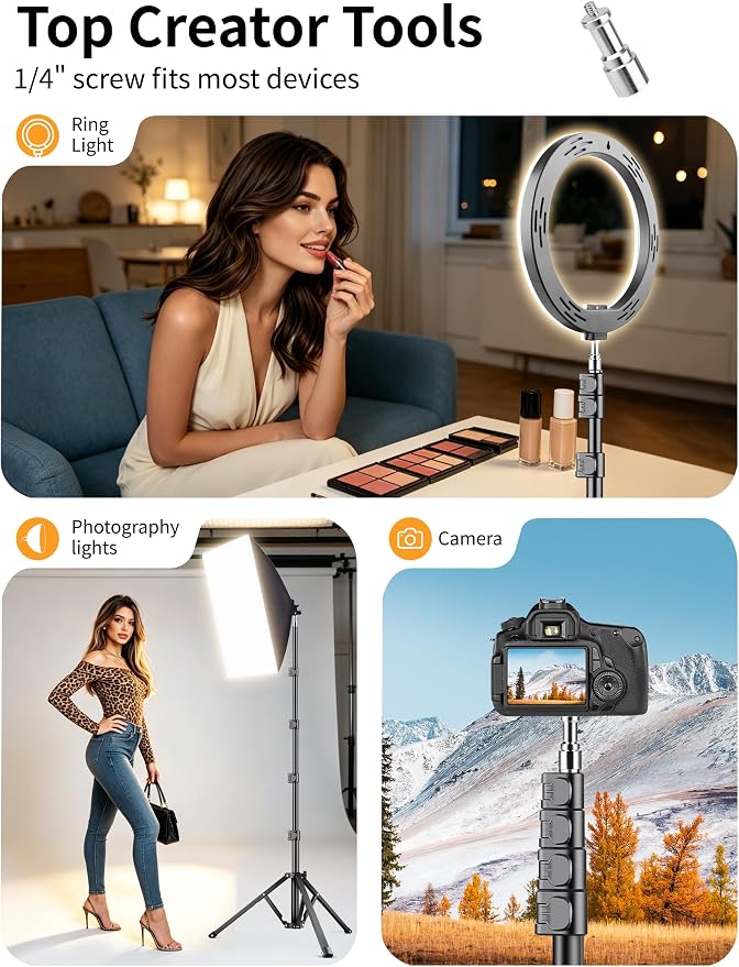 Flexible Tripod for iPhone, 88" Tall Cellphone Tripod with Gooseneck | Overhead Tripod with Phone Holder and Wireless Remote, Camera Phone Stand for Recording, Compatible with iPhone/Android - Image 7