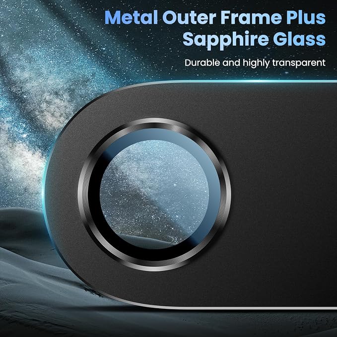Uyiton for iPhone Air Camera Lens Protector, Metal Frame Glass Cover | Not Easy to Break, Strong Adsorption, Case-Friendly, Metal 9H Sapphire Glass Rear Camera Screen Cover, Space Black - Image 4