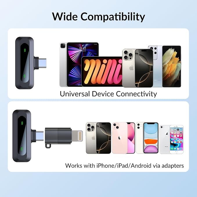Wireless Mini Microphone for iPhone 15/16/17, iPad, Android, Wireless Lavalier Microphone with Noise Reduction, Portable USB C Lapel Mic for Video Recording, Vlog, Tiktok, YouTube - Image 7