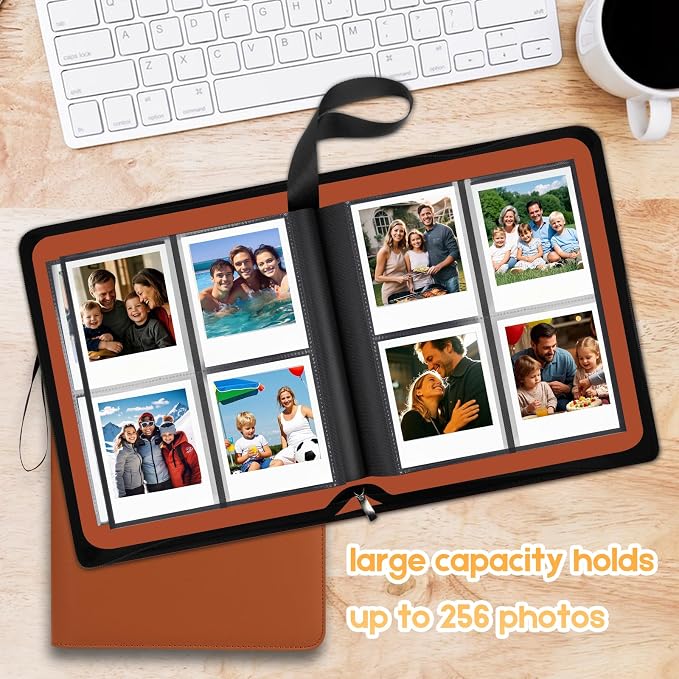 Veicevol 256-Pocket Album for Polaroid i-Type, 600 & SX-70 Photos, Brown | Designed for Fujifilm Instax Wide Photos, Water-Resistant PU Leather Cover, Zipper Closure, Securely Holds Up to 256 Photos - Image 6
