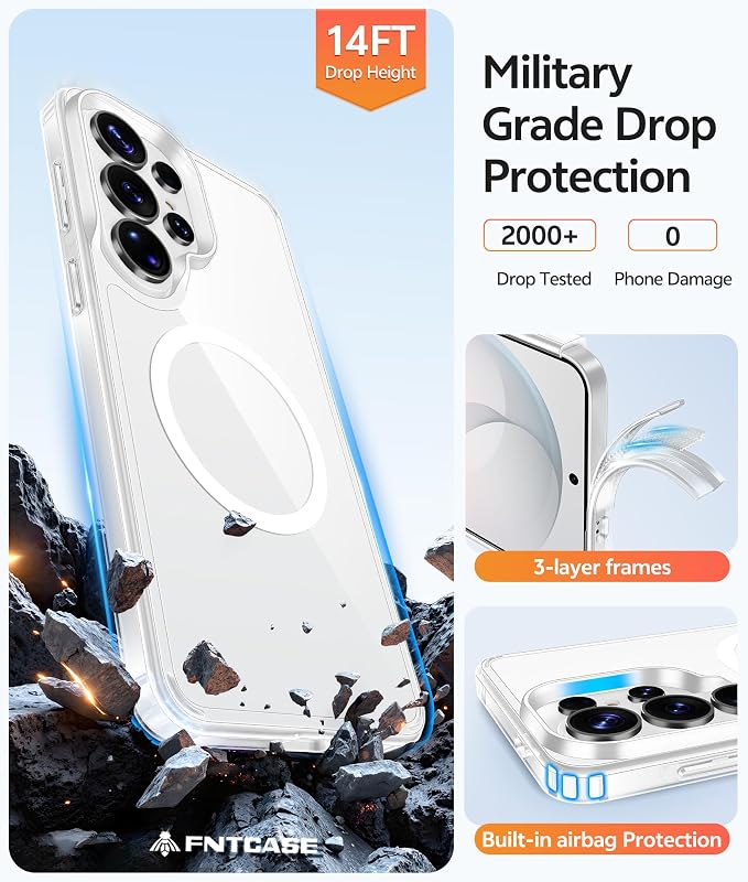 FNTCASE for Samsung Galaxy S26 Ultra Case Clear, Fit for Magsafe | Screen Protector, Anti Yellowing Magnetic Back, 14FT Military Grade Drop Protection, Shockproof Protective Phone Cover - Image 6