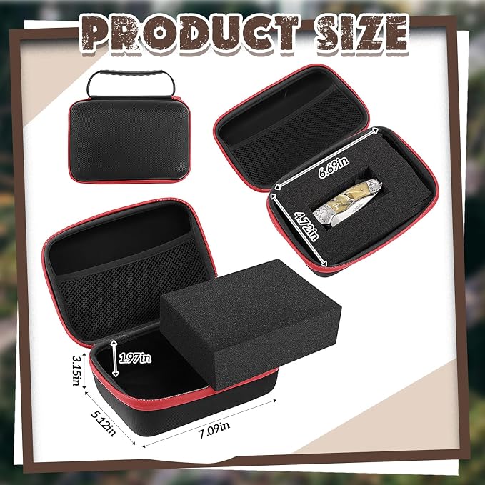 Relaxweex Hard Case with Foam, 7.1 X 4.7 X 3.1 Inch, Black and Red | EVA Waterproof Shockproof Case, Customizable Foam for Camera Electronics Instruments, Digital Products, with Knife - Image 2