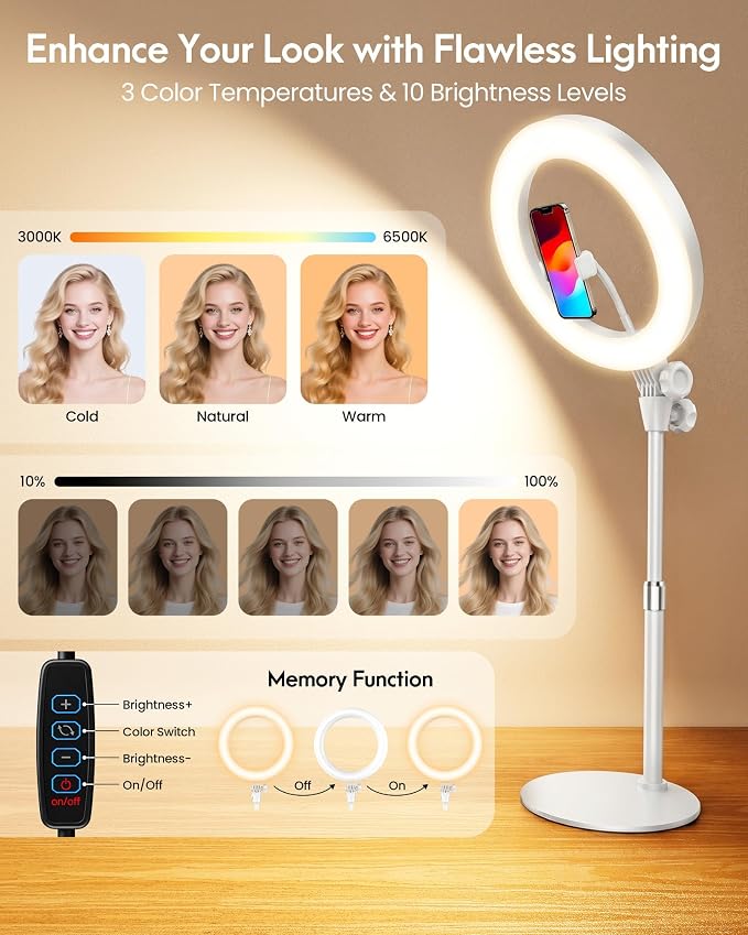 Desk Ring Light with Stand for Computer, Zoom Lighting for Computer | 30 Light Modes for Video Conference, Video Calls, Home Office, Desk Lighting for Video Recording, Podcast, Webcam, Stream - Image 5