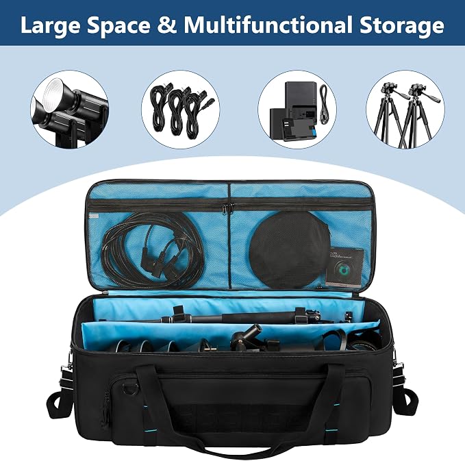 samdew 30'' Tripod Travel Bag, Photo Studio Equipment Case, Soft Bag Only | Large Photography Organizer with Secure Buckles & Lens Storage Pocket, for Light Stand, Monopod, Mic Stand, Camcorder & More - Image 2