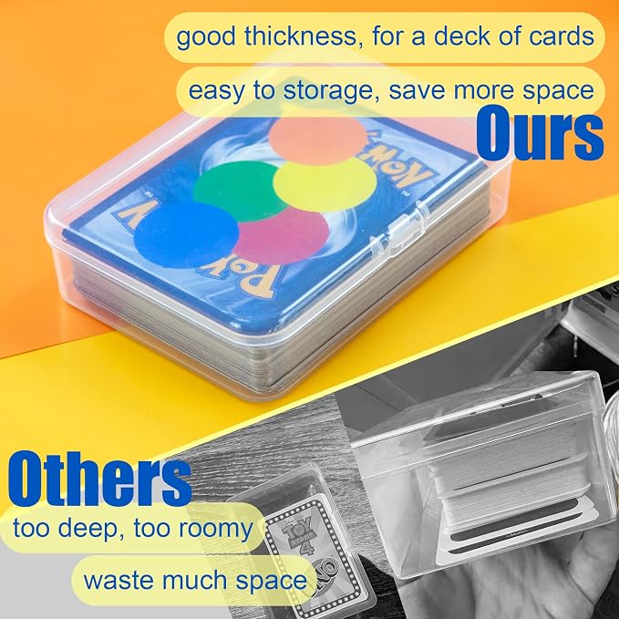 JINUPHION 8 Pcs Playing Card Case, Small Clear Box, Plastic Deck Box, Card Deck Holder, Game Card Storage Organizer (8 pcs Standard) (No Cards) - Image 5