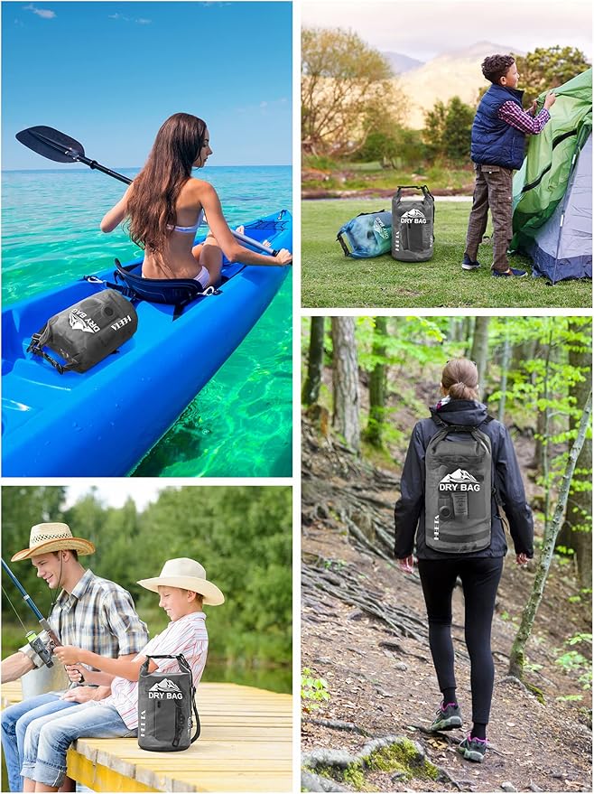 HEETA Dry Bag Waterproof Backpack with Phone Case 5L/10L/20L/30L/40L | Roll Top Lightweight Dry Storage Bag for Women Men, Travel Boating Kayaking Paddle Board Camping Beach Essentials Accessories - Image 6