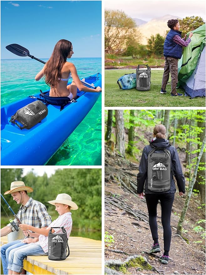 HEETA Dry Bag Waterproof Backpack with Phone Case 5L/10L/20L/30L/40L | Roll Top Lightweight Dry Storage Bag for Women Men, Travel Boating Kayaking Paddle Board Camping Beach Essentials Accessories - Image 6