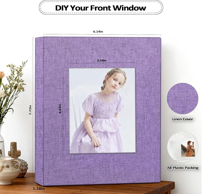 Popotop 2 Pack Photo Album 5x7 Pictures, Small Linen Slip-in Photo Albums Book for 80 Photos with 40 Pockets, Birthday Gifts for Women Mom Family Baby - Image 3
