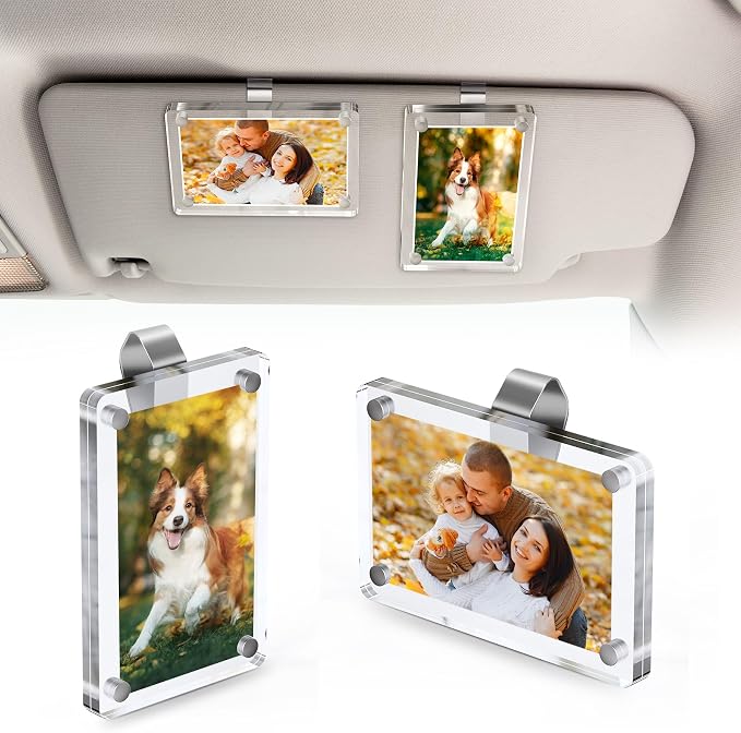 2Pcs Car Picture Holder for Sun Visor – Magnetic 2.4"x3.5" Car Visor Photo Clip, Horizontal & Vertical Photo Display, Wallet-Size Clear Acrylic Car Picture Frame Automotive Accessories for Polaroid Go and Instax Mini,Gifts for Valentine's Day by Unknown