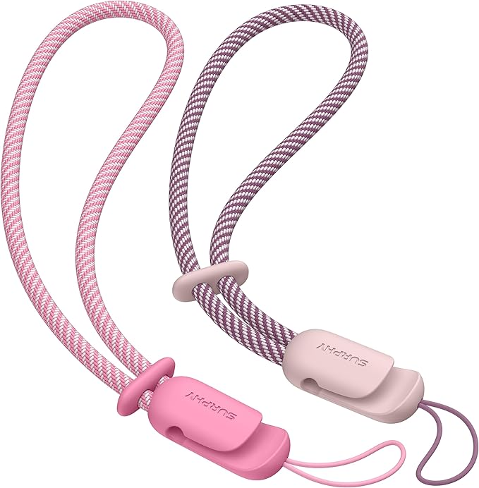 SURPHY 2 Pack Phone Lanyard, Phone Wrist Strap for Case, Camera Wrist Strap | Ultra-Light 2-Color Braided Phone Strap, Cellphone Charm Strap, Anti-Lost Wrist Lanyard for Women and Men, Pink Rose Pink by SURPHY