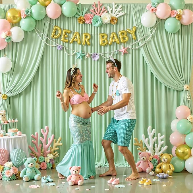 6 Panels Sage Green Backdrop Curtains for Wedding Party Wrinkle Free Backdrops Curtain Drapes Fabric Decorations Photo Back Drop Cloth for Baby Shower Photography Stage Reception 30ft(W) x 12ft(H) - Image 4