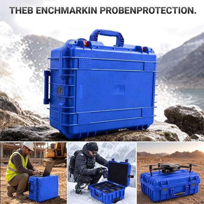 Relaxweex Rolling Camera Hard Case with 24 Padded Dividers & Wheels | Impact-resistant, Protective, Waterproof, Hard Shell Travel Case for Cameras, Lenses & Accessories, 26 x 20 x 10 Inch, Blue - Image 6