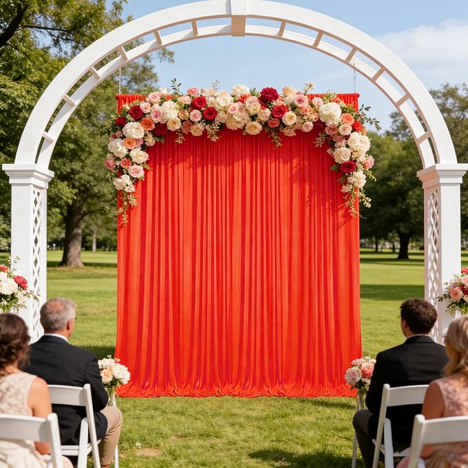10ft x 10ft Deep Orange Backdrop Curtains for Parties, Polyester Fabric Backdrop Drapes with Rod Pockets for Weddings, Birthday, Halloween,Christmas Party Background Curtain, 2 Panels - Image 4