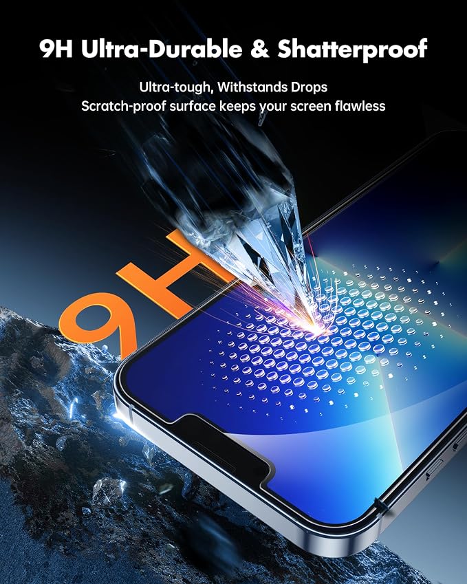 UNBREAKcable Privacy Screen Protector for iPhone 14/13/13 Pro, 2-Pack | True 28° Anti-Spy, Shatterproof Tempered Glass, 9H Hardness, Easy Install, Bubble-Free, Anti-Scratch, Case Friendly - Image 5