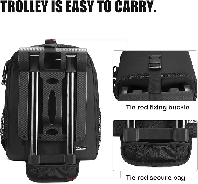 CADeN Camera Backpack Bag Professional for DSLR/SLR Mirrorless Camera Waterproof, Camera Case Compatible for Sony Canon Nikon Camera and Lens Tripod Accessories (Large, 5.0 Black) - Image 6