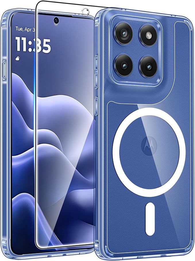 FNTCASE for Motorola Edge 2026 Case, Fit for Magsafe, Screen Protector | Anti Yellowing Magnetic Back, 14FT Military Grade Drop Protection, Shockproof Protective Phone Cover, Transparent by FNTCASE