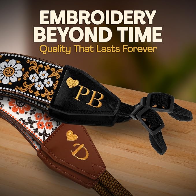 Art Tribute Camera Strap Personalized With Name - Shoulder, Crossbody & Neck Camera Strap for Photographers, Fits All Cameras, Canon Nikon Sony Fujifilm, Padded Strap W/Quick Release & Leather Ends - Image 5