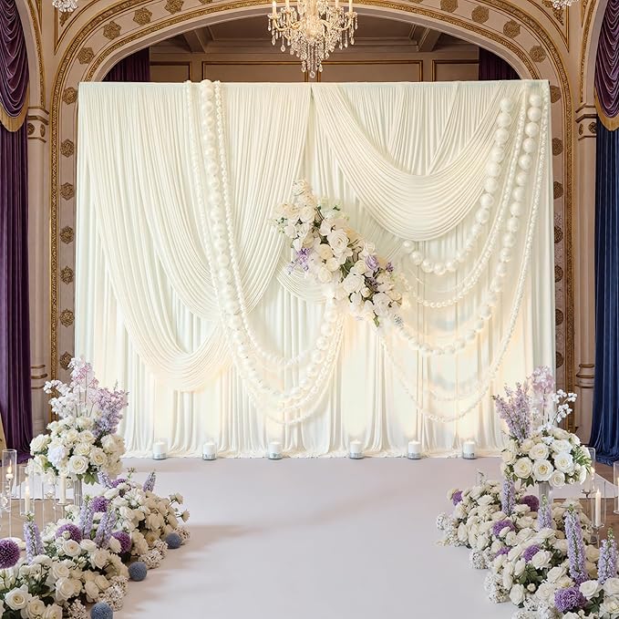 20ft x 10ft Wrinkle Free Ivory Backdrop Curtains for Parties, 4 Panels 5x10ft Photo Backdrop Drapes for Wedding Party Birthday Photography Baby Shower Background Backdrop Home Decor - Image 3