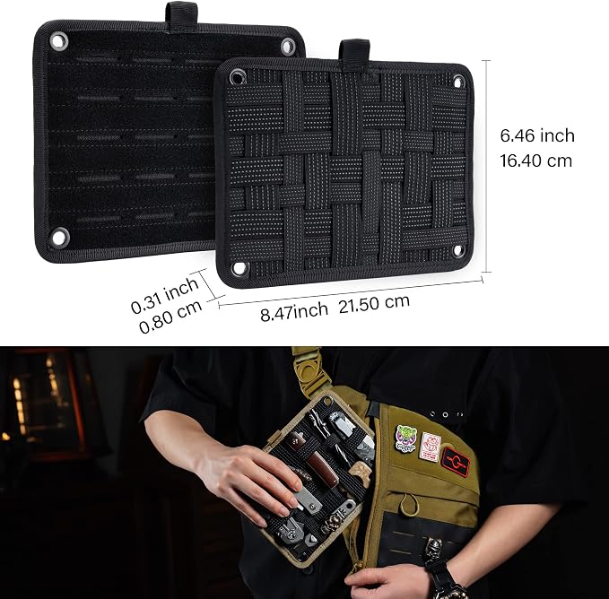 TACTICAL_GEEK EDC Organizer Board, Anti-Slip Elastic Woven Board, Utility Bag Insert Panel for Small Gear, Backpack Accessories (TCM-Black) - Image 3