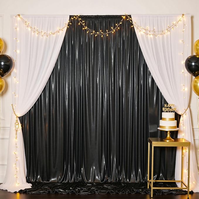 10x10FT Black Sequin Backdrop Curtain for Party - 2 Panels 5x10FT Wrinkle-Free Shimmer Drapes for Birthday, Wedding, Christmas, Decorations & Photography - Image 5
