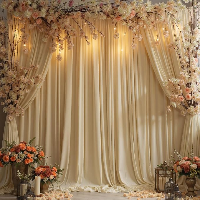 10ftx10ftWrinkle Free Champagne Backdrop Curtains for Parties, 2 Panels Silky Polyester Photo Backdrop Drapes Back Drop Cloth Drapery for Wedding Birthday Photography Baackground - Image 4