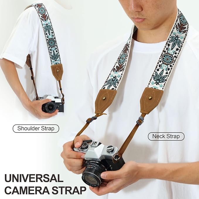 Padwa Lifestyle 2" Wide Classic Crazy Horse Art Cowhide Head Cotton Camera Straps for Photographers - Image 3