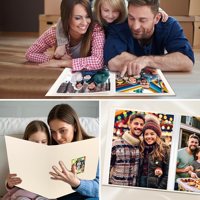 11x14 Photo Album Holds 64 Photos, Linen Cover Art Portfolio 11x14, Photo Album Art Portfolio Folder with Clear Plastic Sleeves for Kids & Artists Artwork Drawing (Beige) - Image 9