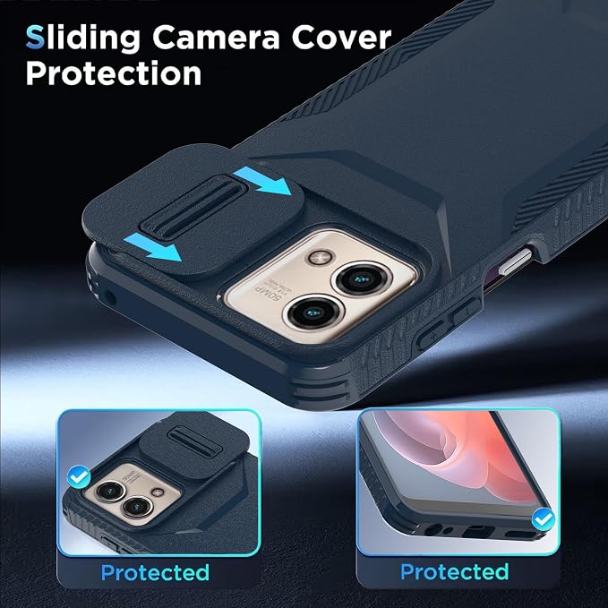 for Motorola G Stylus 5G 2023 Case with 1 HD Screen Protector & Slide Camera Cover [Military-Grade] Phone Case Heavy Duty Rugged Shockproof Protective Cover for Moto G Stylus 5G 2023(Blue) - Image 4
