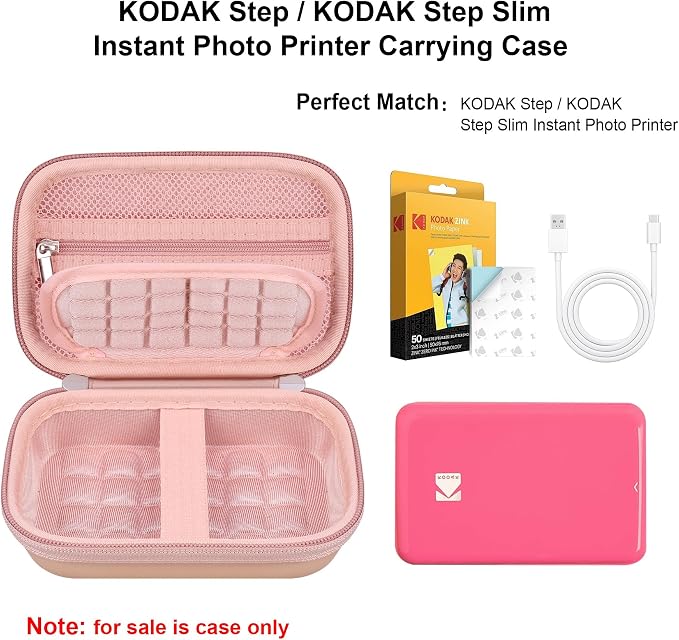 Elonbo Camera Carrying Case for KODAK Step Instant Smartphone Photo Printer | KODAK Step Portable Mini Color Wireless Mobile Printer Hard Travel Bag, Color Picture Printer Storage Holder, Rose Gold+ - Image 2