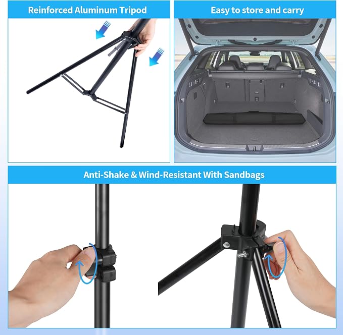 Adjustable Photography Backdrop Stand Kit 10x7ft(W*H)– Photo Studio Background Support with 4 Crossbars, 4 Clamps, 2 Sandbags (with 10 * 7 Feet White Backdrop Curtain) - Image 8