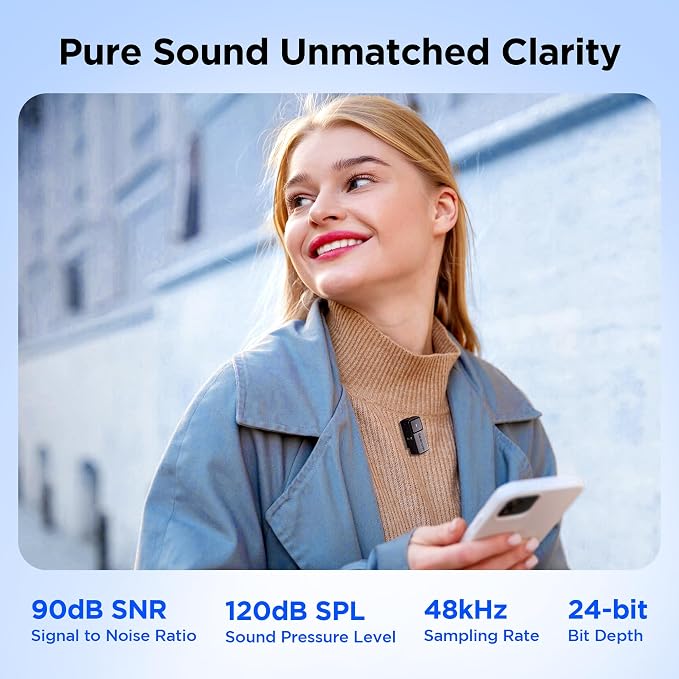 Saramonic Air Wireless Lavalier Microphones for for iPhone/Camera/Android/PC, Ultralight, 48kHz/24-bit,120dB Max SPL, 300m Range, Noise Cancelling, Lapel Microphone Wireless for Vlogging - Image 5