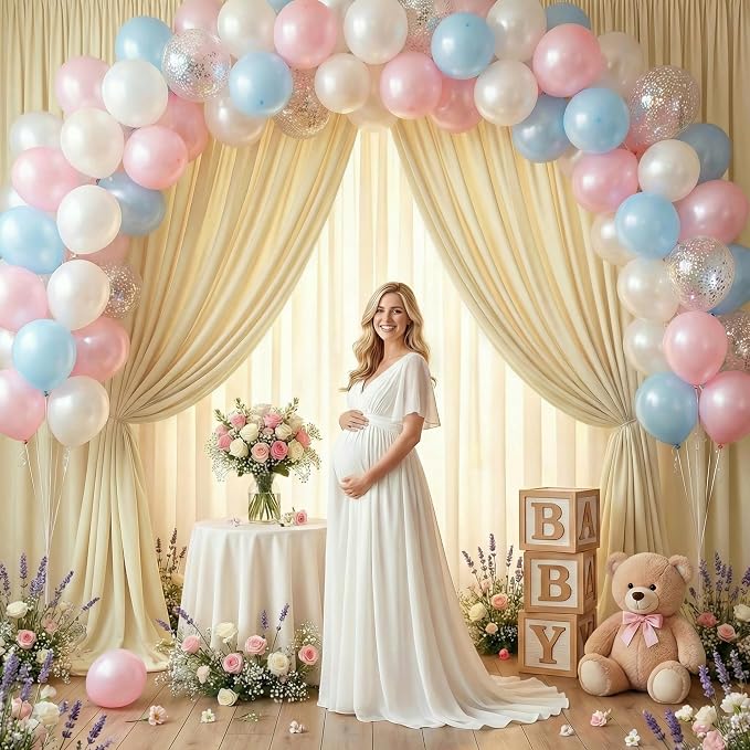 Beige Backdrop Curtain for Wedding Parties Backdrop Drapes 10x10FT | Wrinkle Free Polyester Curtain Backdrop Beige Draping Fabric for Backdrop Photoshoot Birthday Party Background,2 Panel 5x8FT - Image 6