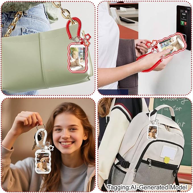 2 Pack Cute Photocard Holder Keychain,Kpop Photo Card Holder | Creative Photo Protector Keychain Accessories for Bus Card, Daily Display & Travel Decorations Gifts - Image 7