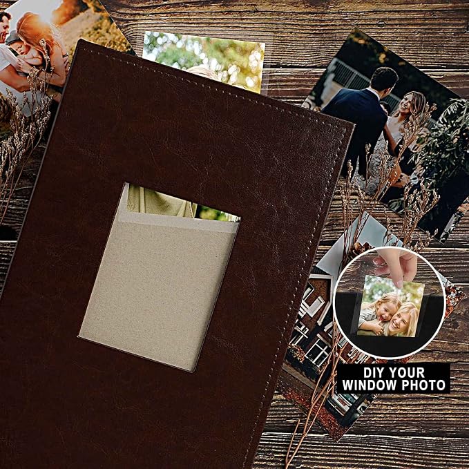 Ywlake Photo Album 4x6 300 Pockets, Leather Photo Albums Holds 300 Horizontal Only Pictures Brown - Image 3