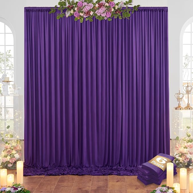 30ftx10ft Purple Backdrop Curtains for Party Background, Wrinkle Free Purple Photo Backdrop Drapes 6 Panels Back Drop Cloth for Wedding Birthday Photography Baby Shower Decor - Image 5