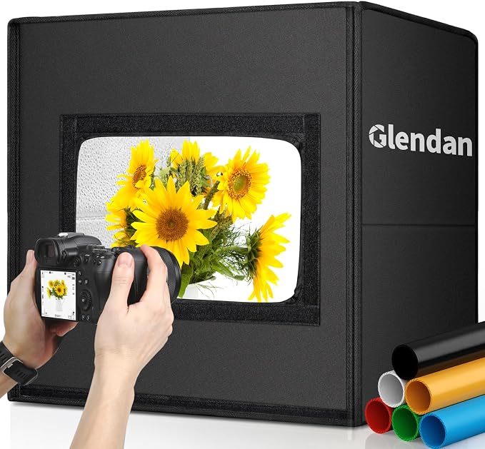 Glendan Light Box Photography, Portable Photo Studio Light Box, 16" x 16" Professional Dimmable Shooting Tent Kit with 216 LED Table Top Light & 6 Backdrops Photo Box for Product Photography | 216 LED Dimmable LED Lights, CRI >95 - Folding Photo Box wi... by Glendan
