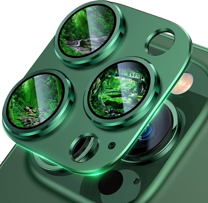 UniqueMe for iPhone 13 Pro/13 Pro Max Camera Lens Protector-Alpine Green | Strong Drop Protection, Not Easy to Fall-off, Metal Ring, Tempered Glass, Rear Camera Screen Cover by UniqueMe