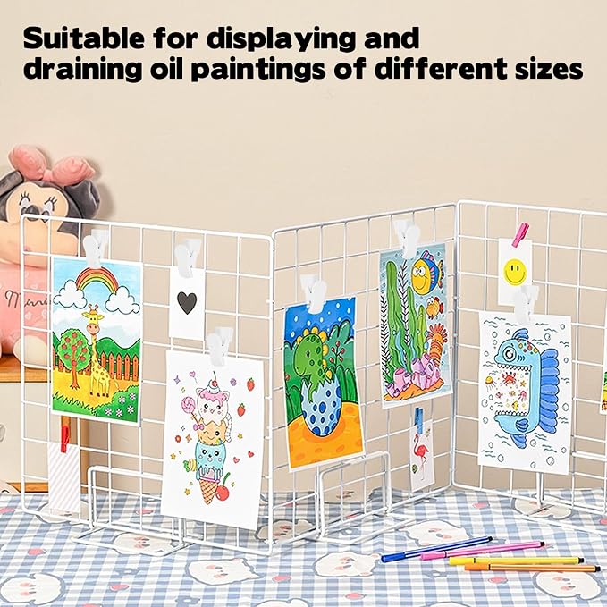 20 Pcs Grid Wall Hooks Clips, Gridwall Accessories Hanging Display Oil Painting Sign Panel Wall Wire Rack Clips for Retail, Art Exhibition and Workspace Organization Displays and Storage - Image 5