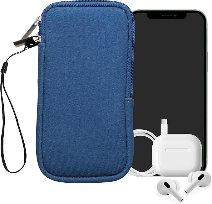 kwmobile Universal Phone Pouch Size XXL - 7" - Neoprene Smartphone Pouch with Zip - Water-Repellent Mobile Phone Case - Sleeve in Baltic Blue - Image 8