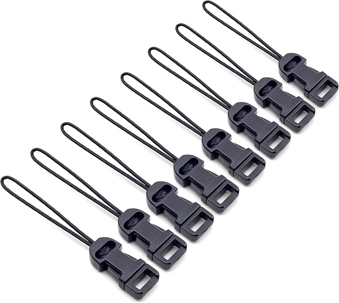 Padwa Lifestyle 8 Pcs Black Quick Release Camera Strap QD Loops Connector Adapter - Camera Quick Release Clip Compatible for All Compact Digital Cameras,Binoculars, Drone Remote Control and USB Stick by PadwaLifestyleCameraStrap
