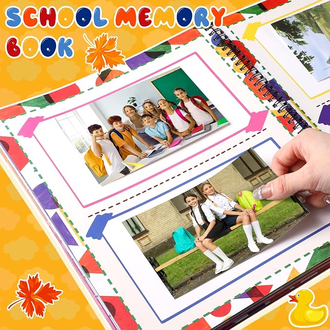 Motipuns School Memory Book Photo Album for Kids, Stripes | School Years Keepsake Book Album Scrapbook from Preschool Through 12th Grade with 14 Pocket for Storage Portfolio Pictures - Image 4