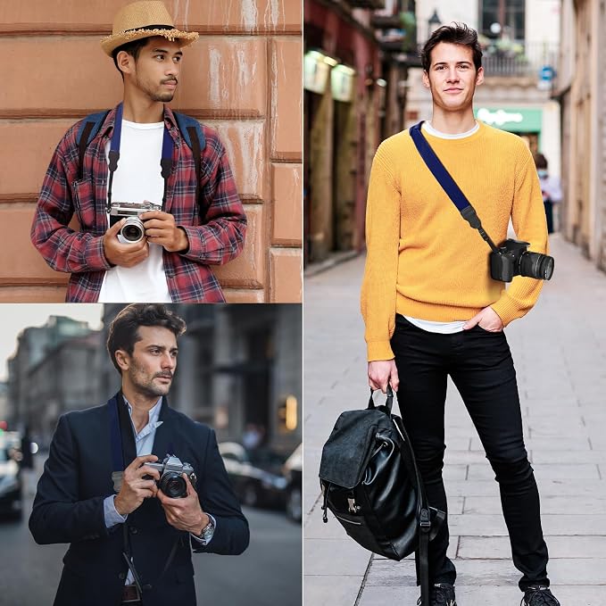 FIEIL Neck Strap Silicone Camera Straps - Padded Camera Strap, 1.5" Wide Adjustable Nylon Shoulder Strap - Compatible with Canon, Nikon, Sony, and More DSLR and Mirrorless (Prussian Blue) - Image 3
