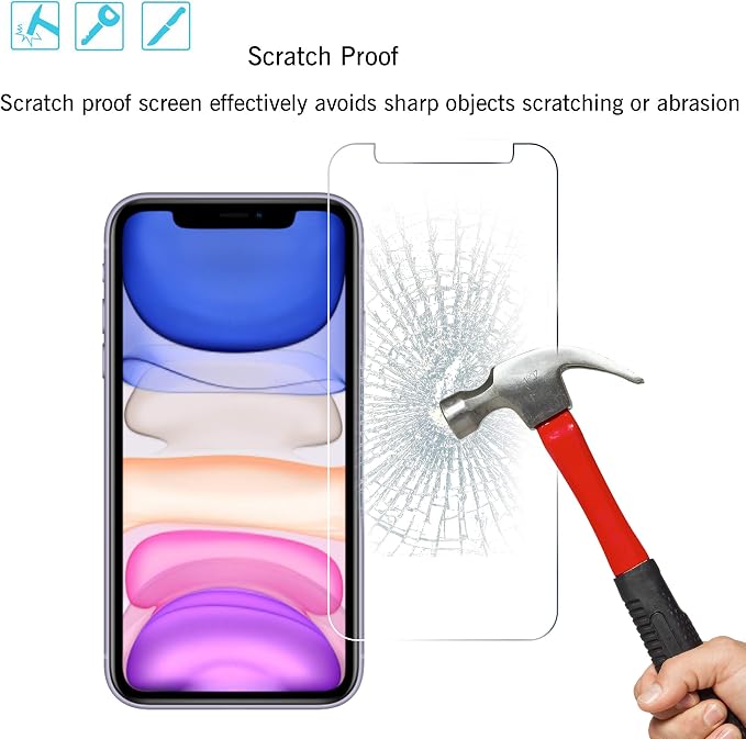 Ailun Screen Protector + Camera Lens Protector for iPhone 11, 2+2 Pack | 6.1 Inch, Tempered Glass Film, HD - Image 5