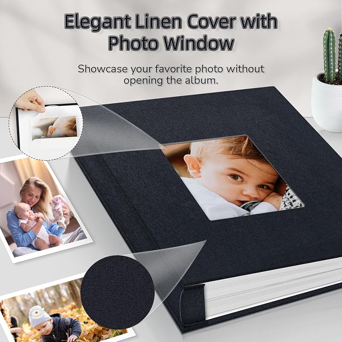 popotop Photo Album 4x6-600 Photos Photo Books with 600 Horizontal and Vertical Pockets,Linen Cover Albums for Family Wedding Anniversary Baby Vacation Pictures - Image 2