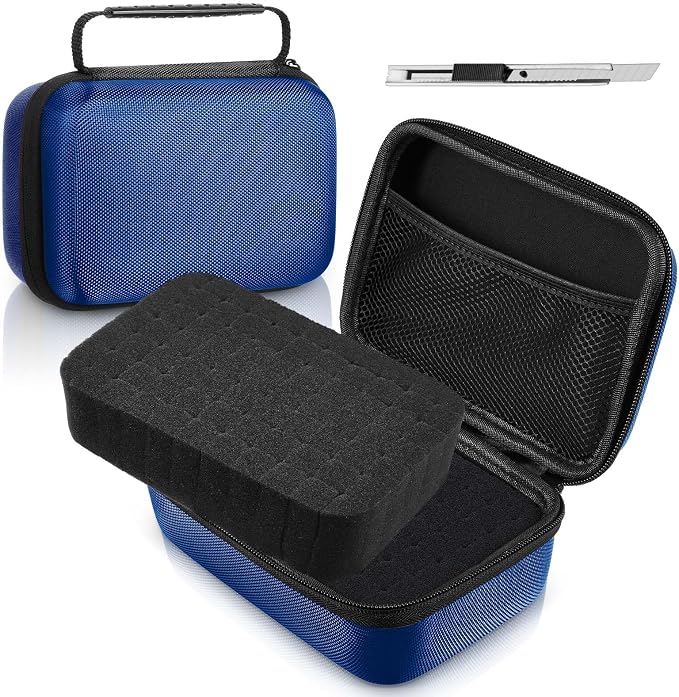 Relaxweex Hard Case with Foam, 13.5 X 9.8 X 5.5 Inch, Blue | EVA Waterproof Shockproof Case, Customizable Foam for Camera Electronics Instruments, Digital Products, with Knife by Relaxweex