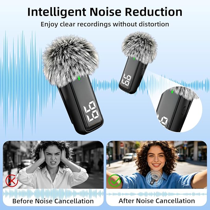 Wireless Microphone for iPhone Android Phone, USB C Mini Clip on Mic | Noise Canceling, 24H Battery Life with Charging Case, 70Ft Range, Lavalier Mic for Content Creators Video Recording Vlogging - Image 2