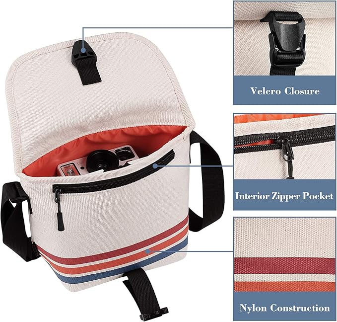 FINTIE Crossbody Camera Bag for Polaroid Now+ Generation 3/2/1 I-Type | Travel Sling Case, For Polaroid Flip, Onestep 2 Vf, I-2 Instant Film Camera, With Adjustable Shoulder Strap - Image 2